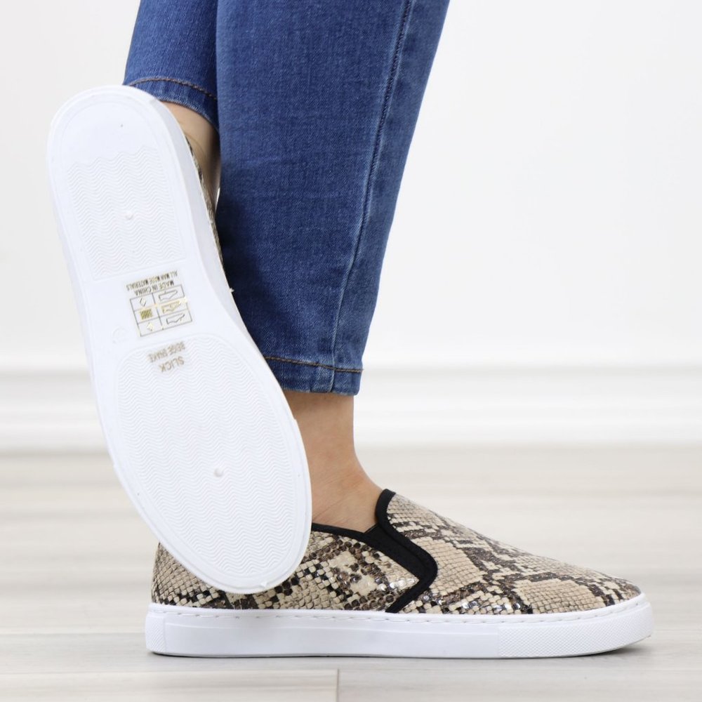 Snake Python Skin Print Fashion Slip On Sneakers Shoes - Picture 5 of 14